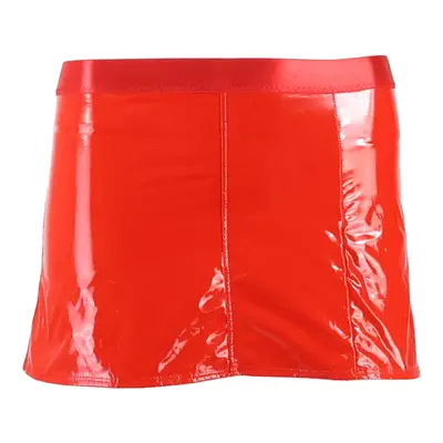 Womens Mini Skirt Red Short Leather S