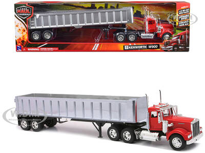 Kenworth W900 Frameless Dump Truck Red and Chrome \