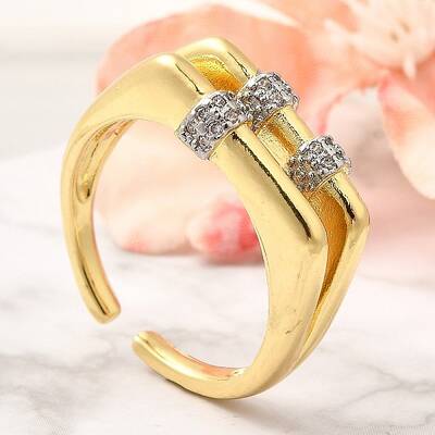 Brass Micro Pave Clear Cubic Zirconia Cuff Rings