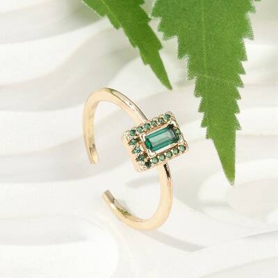 Brass Micro Pave Cubic Zirconia Cuff Rings