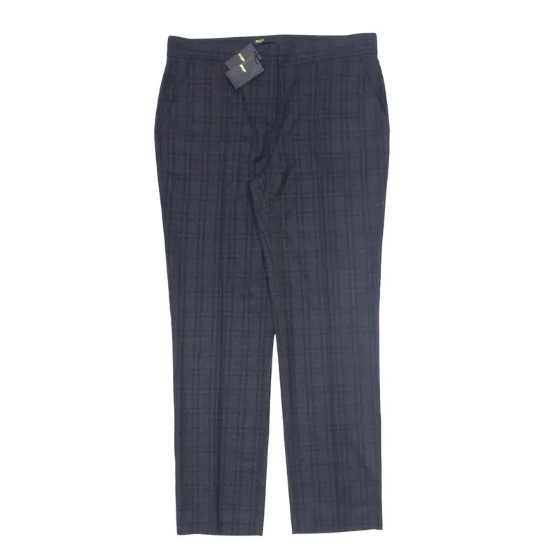 MAJE Check Trousers Blue Regular Tapered Womens W32 L28