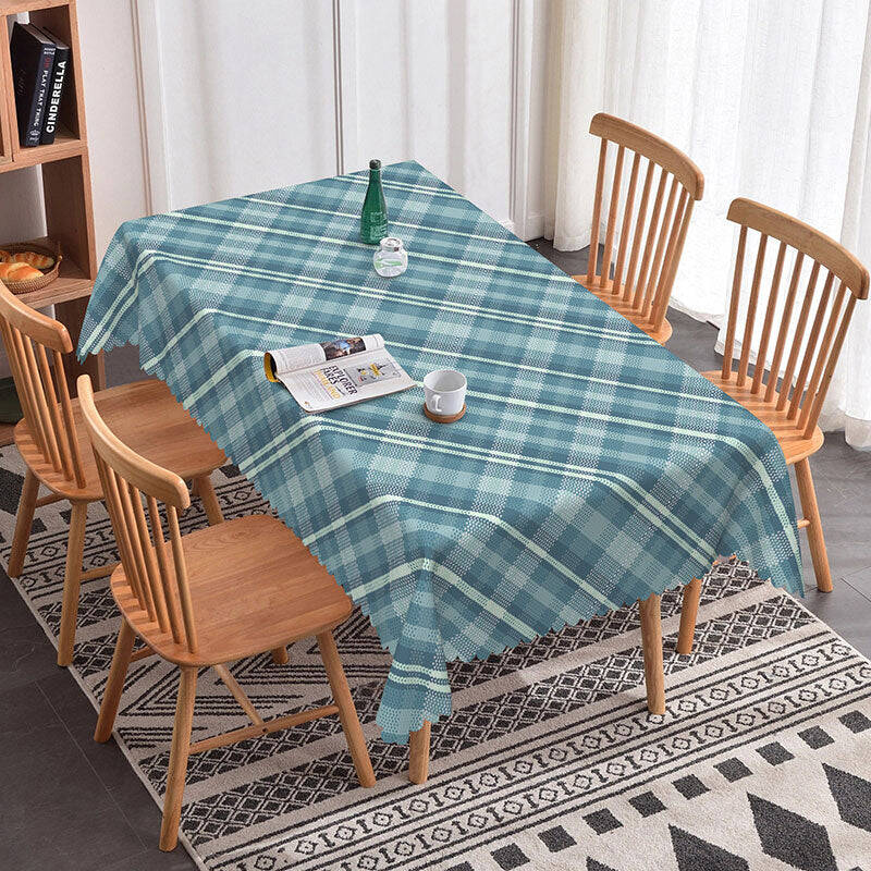Aperturee Grey Blue Check Pattern Rectangle Tablecloth, 52x70 Inch, 30.82 USD, rectangle tablecloths, ZJY04605-A