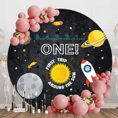 First Trip About Sun Round 1st Birthday Backdrop - Aperturee