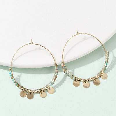 304 Stainless Steel Natural Natural Turquoise Chandelier Earrings