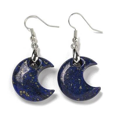 Rack Plating Moon Brass Dangle Earrings for Women
