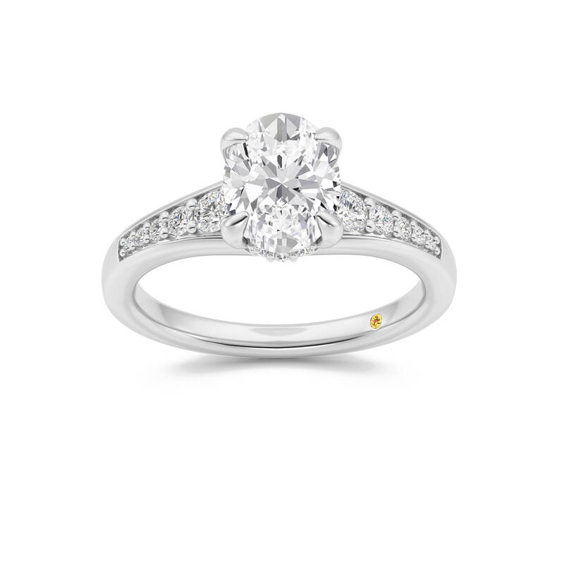 Bloom Tapered Pavé Set Hidden Halo Oval Lab Grown Diamond Engagement Ring | 10K White Gold 2 7/8 CT. TW.