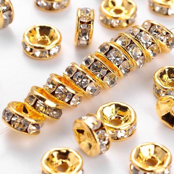 Brass Rhinestone Spacer Beads