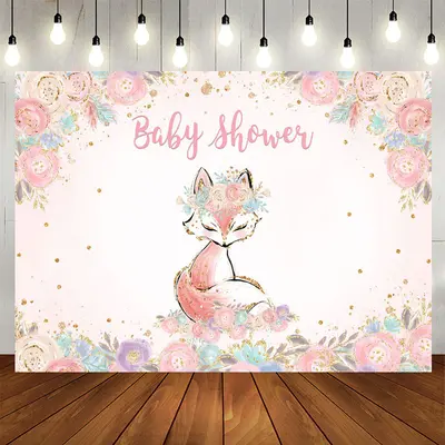 Aperturee Pink Florals and A Lovely Fox Baby Shower Backdrop