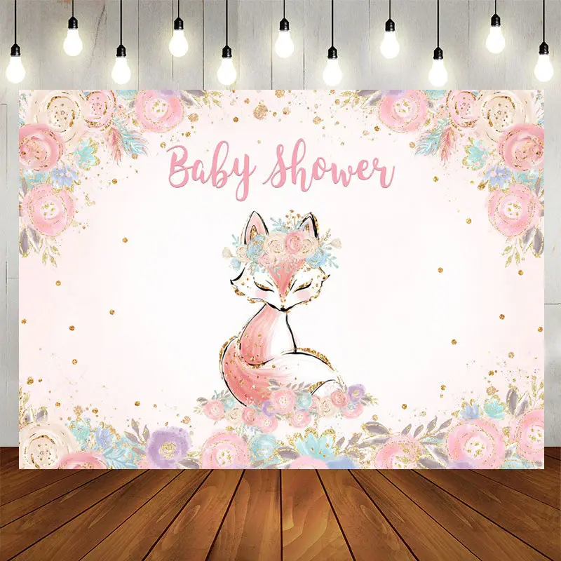 Aperturee Pink Florals and A Lovely Fox Baby Shower Backdrop
