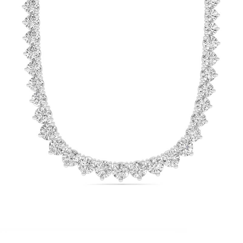 Graduating Three Prong Lab Grown Diamond Tennis Necklace | 14K White Gold 8 1/2 ct.tw.