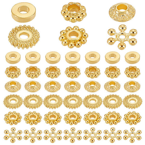 300Pcs 6 Styles Alloy Spacer Beads