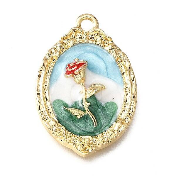 Flower Alloy Enamel Pendants