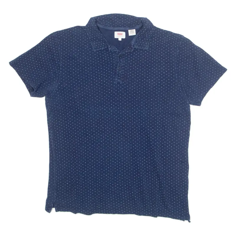 LEVI'S Mens Polo Shirt Blue Spotted L
