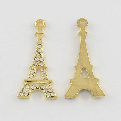 Eiffel Tower Alloy Grade A Rhinestone Pendants
