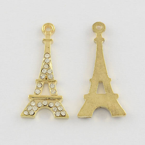 Eiffel Tower Alloy Grade A Rhinestone Pendants