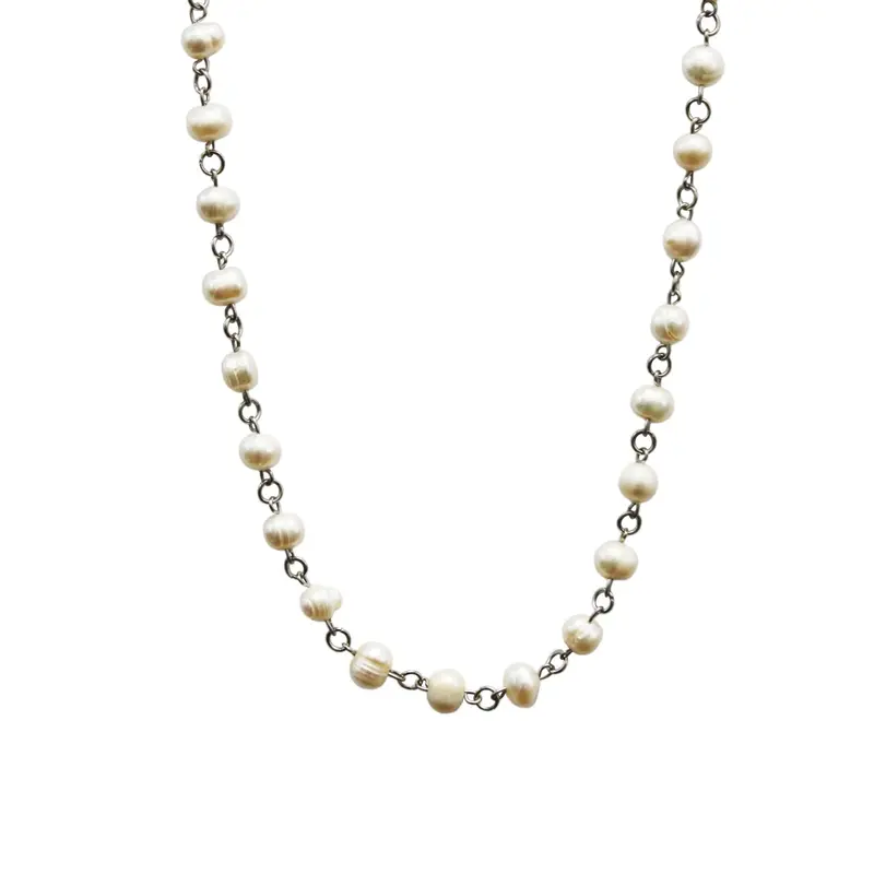 White Pearl Linked Necklace | Size: 20