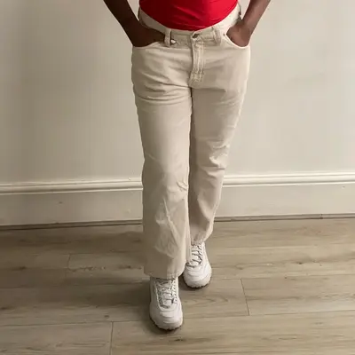 Ralph Lauren Cord Trousers - 32W UK 12 Cream Cotton