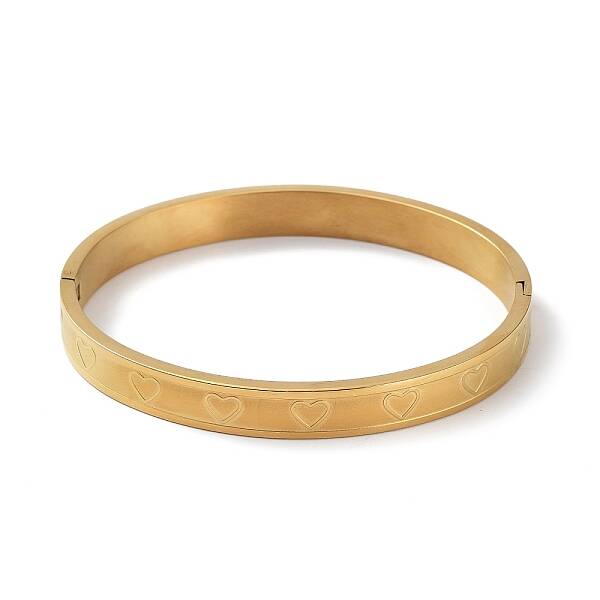 Ion Plating(IP) 304 Stainless Steel Grooved Heart Bangles