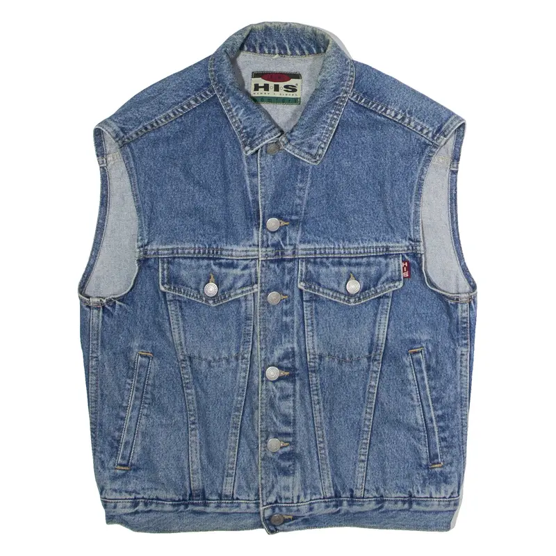 HIS JEANS Mens Denim Waistcoat Blue S