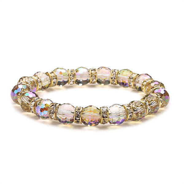 Sparkling Multi-Colored Crystal Glass Bead Bracelet with 96 Facets