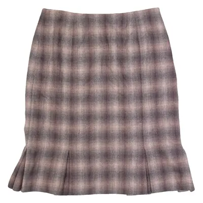 HOBBS LONDON Womens Peasant Skirt Grey Knee Length Wool Check UK 14