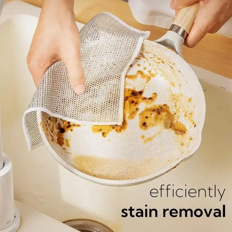 10 Counts double layer Dishwashing Rags，Multipurpose Non-Scratch Wire Dishcloths for Wet and Dry Use, Reusable Wire Cleanin...