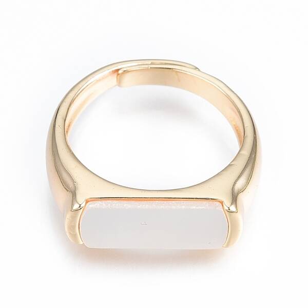 Natural Shell Rectangle Adjustable Ring