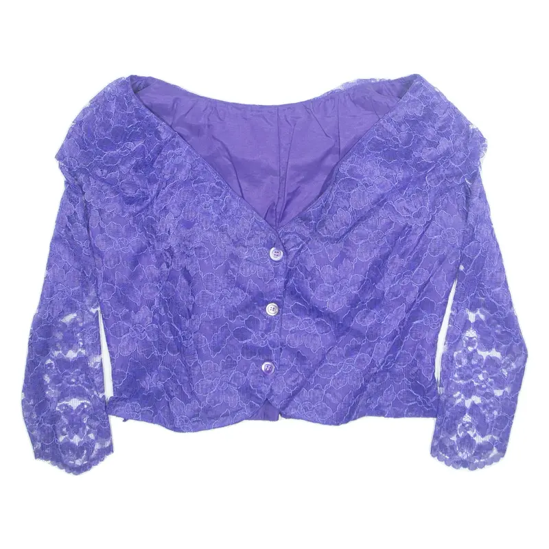 Womens Blouse Purple V-Neck Long Sleeve M