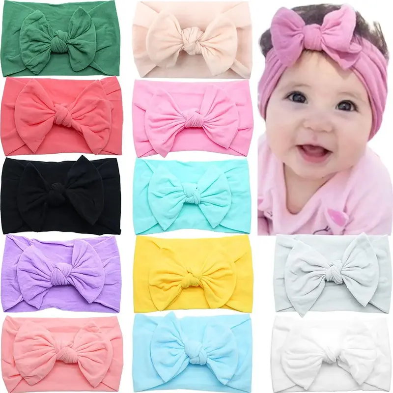 Baby & Kids Special: Super Stretchy Soft Knot Headbands with Hair Bows – Comfortable Head Wrap Hair Accessories for Newborn...