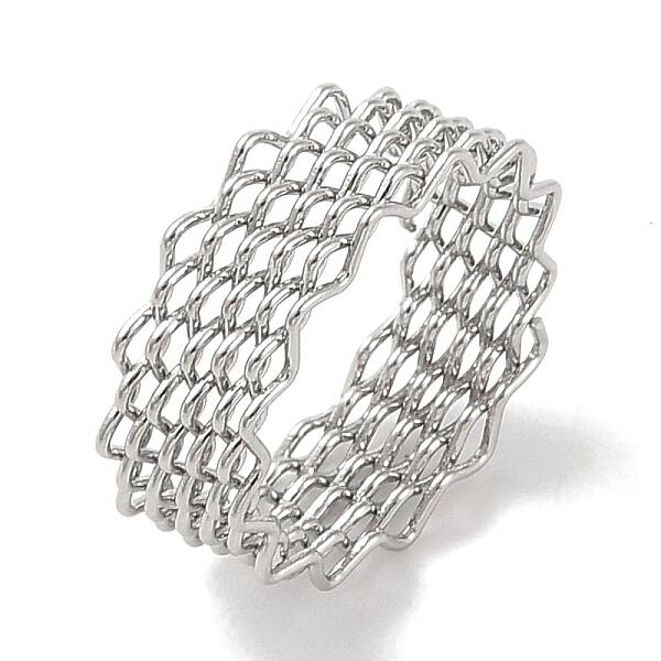 Non-Tarnish 304 Stainless Steel Wave Finger Rings for Women