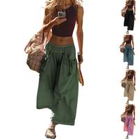 Tanming Women's Wide Leg Track Pants Drawstring Pockets Loose Fit Elastic Waist Capri Hiking Parachute Pants