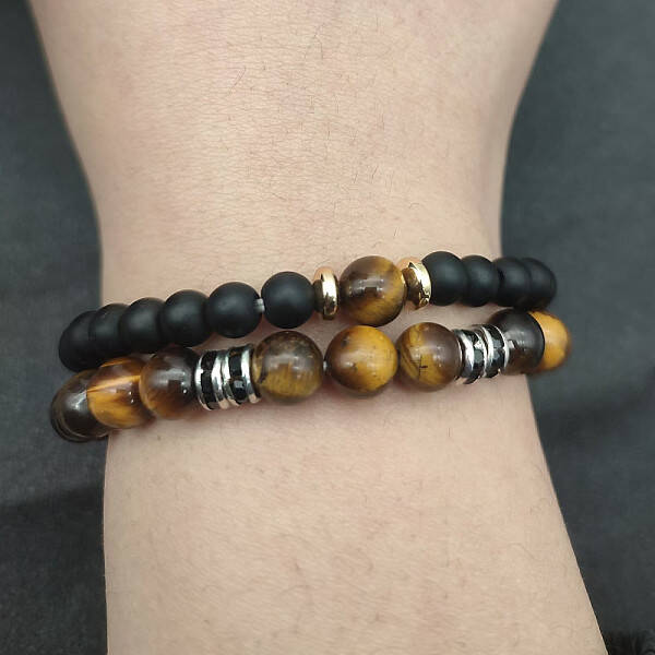 Fashion Retro Black Matte Bracelet Set with Zircon Crown