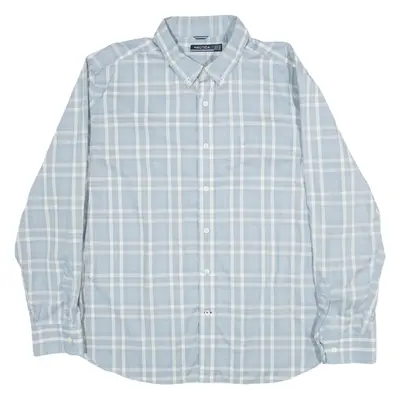 NAUTICA Mens Shirt Blue Check Long Sleeve 2XL