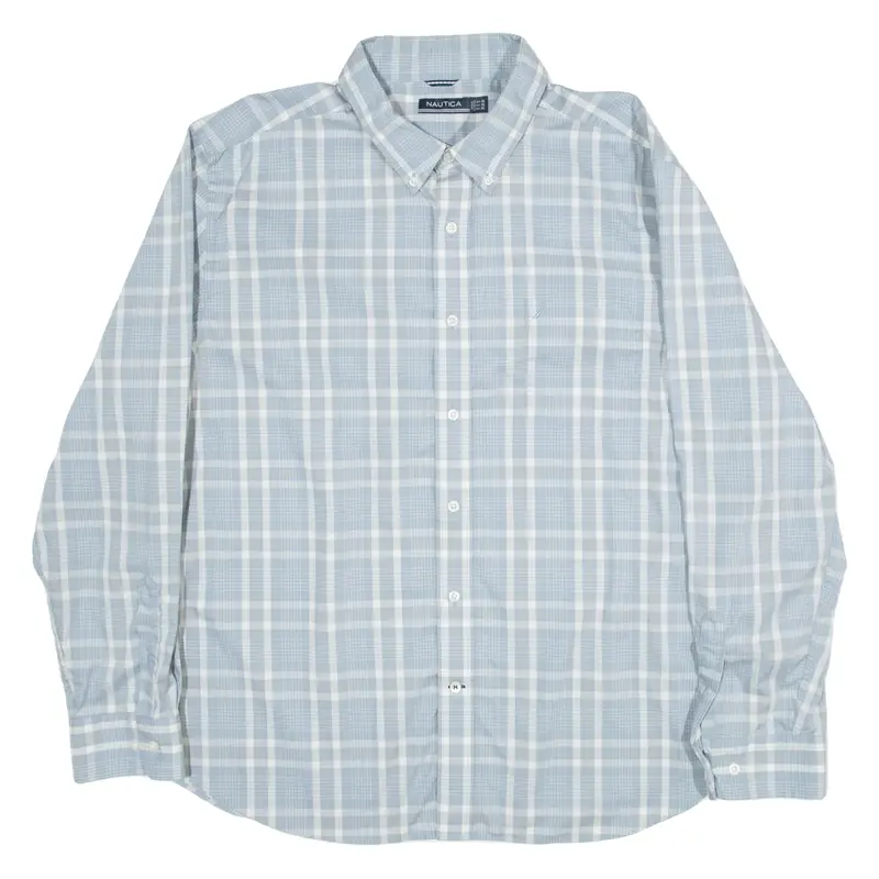 NAUTICA Mens Shirt Blue Check Long Sleeve 2XL