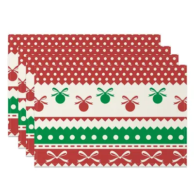Aperturee Red Green White Christmas Vibe Set Of 4 Placemats, 14x12 Inch, 15.8 USD, NYWH00406-S, placemats