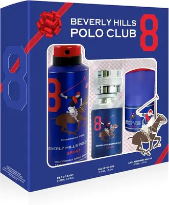 Beverly Hills Polo Club Set 1982 Sport 8 Eau de Toilette 50 ml + Deodorant Spray 175 ml + Roll-On 50 ml