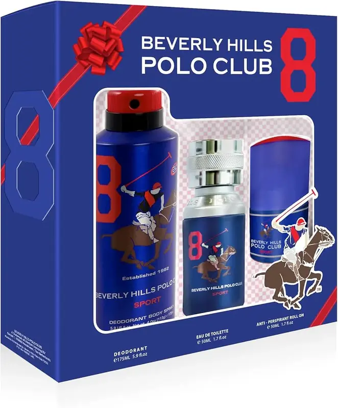 Beverly Hills Polo Club Set 1982 Sport 8 Eau de Toilette 50 ml + Deodorant Spray 175 ml + Roll-On 50 ml