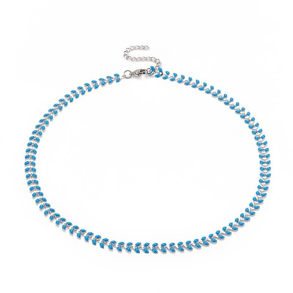 Enamel Wheat Link Chain Necklace