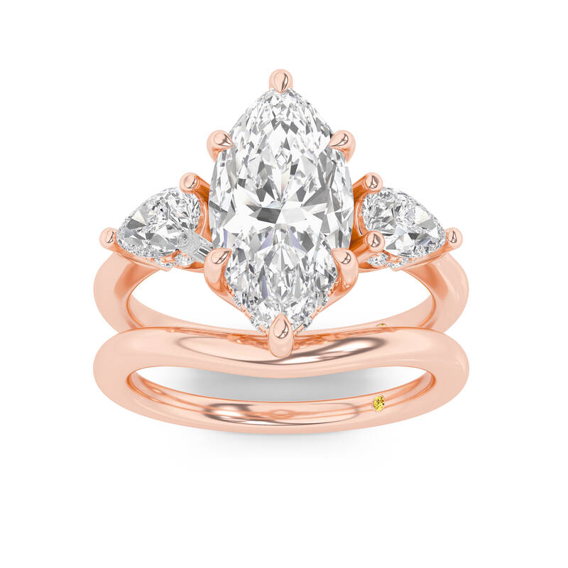 Celestia Lab Grown Marquise Diamond Engagement Ring with the Luna Wedding Band | 18K Rose Gold 3 3/4 ct. tw.