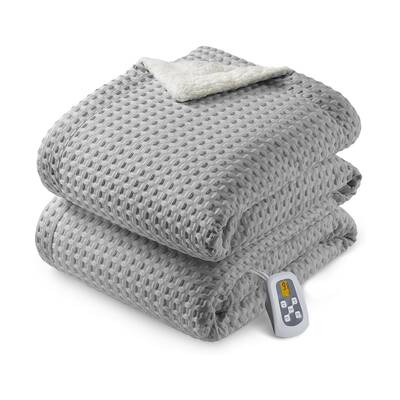 Garvee Heated Blanket Twin Size, Waffle Weave Electric Throw Blanket Fast Heating with LCD Controller, 10 Heat Levels & 1-12H...