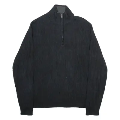 CALVIN KLEIN Mens Jumper Black 1/4 Zip Tight Knit XL