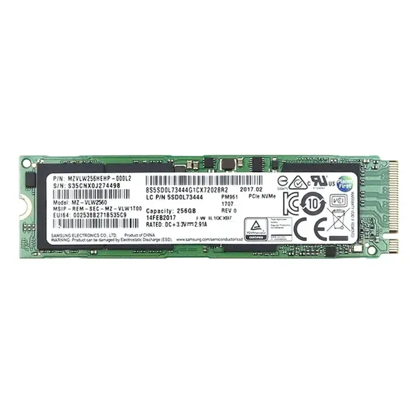 MZVLW256HEHP-000L2 Samsung PM961 Series 256GB Triple-Level Cell PCI-Express 3.0 x4 NVMe M.2 2280 Solid State Drive