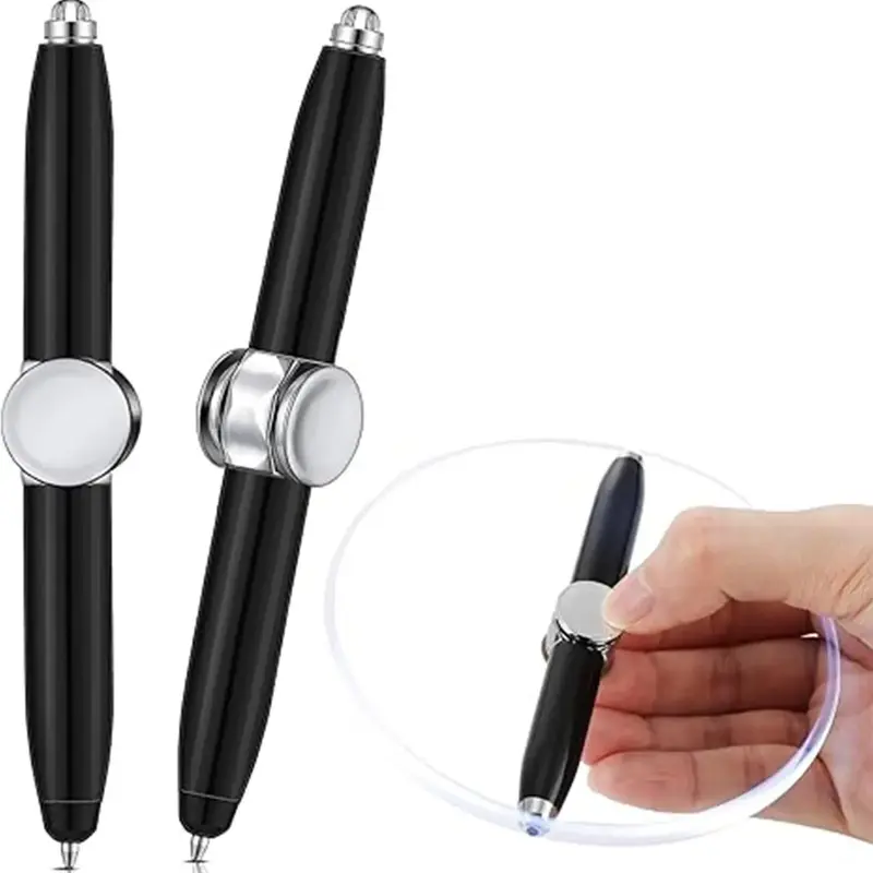 Fingertip Gyro Pen, Luminous Flash with Lights, Creative Metal Multifunctional Rotating Spinning Decompression Pen for Home S...