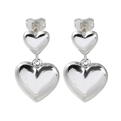 Rack Plating Brass Heart Dangle Stud Earring
