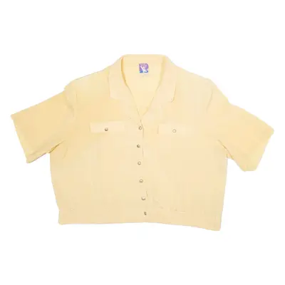 YESSICA Womens Cropped Shirt Yellow Silk L