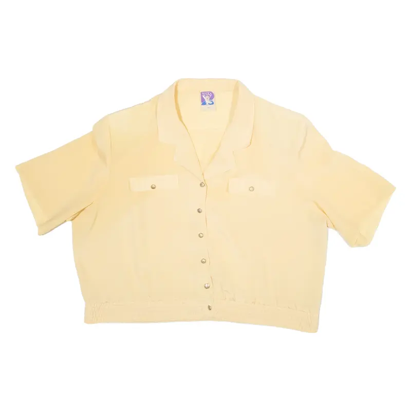 YESSICA Womens Cropped Shirt Yellow Silk L