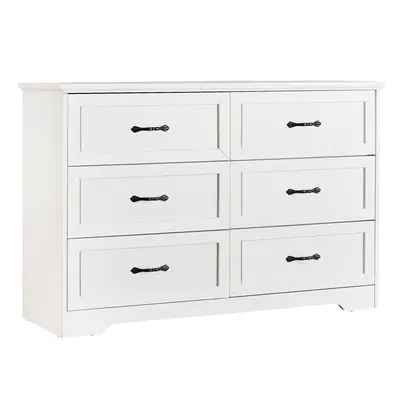 Garvee 6 Drawers Dresser for Bedroom, Chest of Drawers with Wide Metal Handle,Farmhouse Modern Wooden Dresser, Storage Organi...