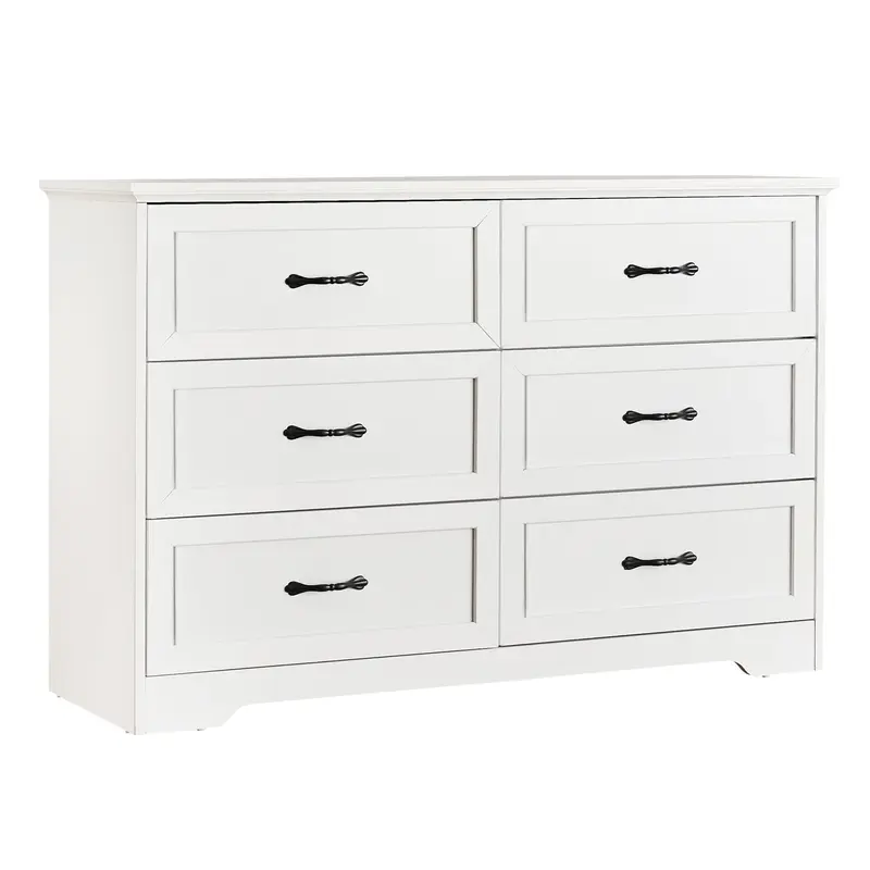 Garvee 6 Drawers Dresser for Bedroom, Chest of Drawers with Wide Metal Handle,Farmhouse Modern Wooden Dresser, Storage Organi...