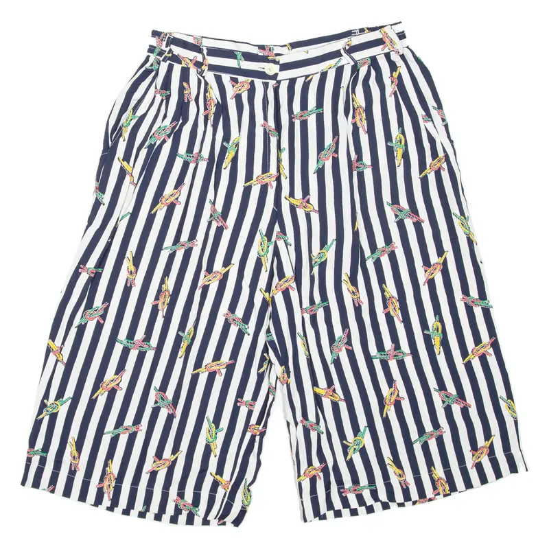 FABER Womens Casual Shorts White Loose 90s Striped M W31