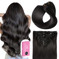 SUYYA Hair Extensions Clip in Human Hair Natural Straight 7 pieces per pack hair samples